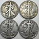 Lot Of 4 Walking Liberty Half Dollars, 1942p, 1943s, 1944p, 1945p 90% Silver