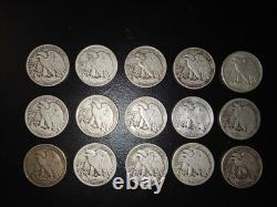 Lot of 5 1918-1945 Walking Liberty Half Dollar 90% Silver