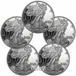 Lot of 5 Highland Mint Walking Liberty 1 oz Silver Round Brilliant Uncirculated