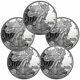 Lot Of 5 Highland Mint Walking Liberty 1 Oz Silver Round Brilliant Uncirculated