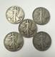 Lot Of 5 Walking Liberty Half Dollar 90% Silver Random Years