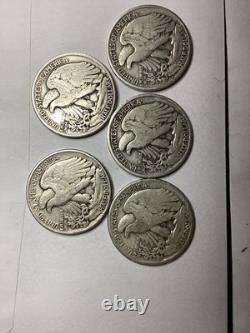 Lot of 5 Walking Liberty Half Dollars 90% Silver 2 D Mint