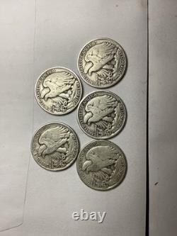Lot of 5 Walking Liberty Half Dollars 90% Silver 2 D Mint