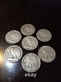 Lot of 7 Walking Liberty Half Dollar 90% Silver