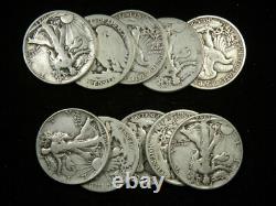 Lots of 5 Walking Liberty Half Dollars Halves 90% Silver Coins