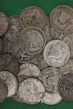MAKE OFFER Half Troy Pound Franklin Walking Liberty Half Dollars Junk 90% Silver