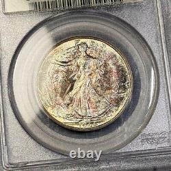 MS65 1946-S Walking Liberty Silver Half Dollar, PCGS Green Label, Lustrous Toned