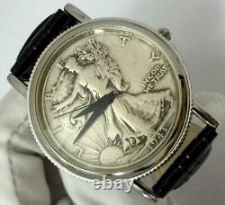 NEW 1943 Real Walking Liberty Half Dollar Coin Watch 90 Percent Silver