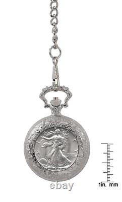NEW Silver Walking Liberty Half Dollar Coin Pocket Watch 9060