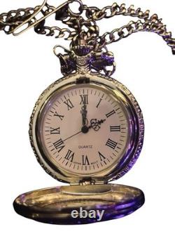 NEW? Silver Walking Liberty Half Dollar Coin Pocket Watch Silver Tone BEAUT