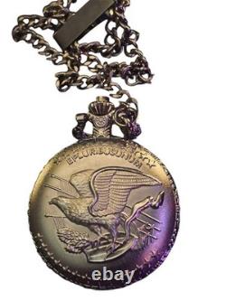 NEW? Silver Walking Liberty Half Dollar Coin Pocket Watch Silver Tone BEAUT