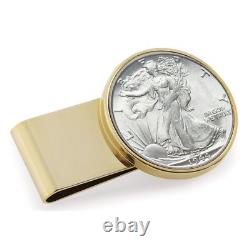 NEW Silver Walking Liberty Half Dollar Stainless Steel Coin Money Clip 13137