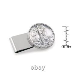 NEW Silver Walking Liberty Half Dollar Stainless Steel Coin Money Clip 13167
