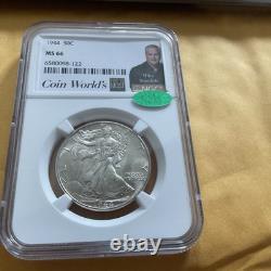 NGC 1944WALKING LIBERTY 0.3617oz Fine Silver 0.9 Finest MS66