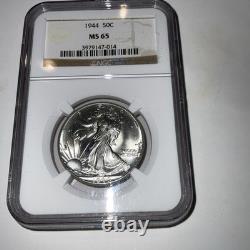 Ngc 1944. 50c. Walking Liberty Silver Half Dollar. Ms65