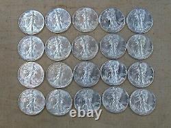 (ONE) CNB Denver Full Uncirculated 20 Walking Liberty Silver Half Dollar Roll