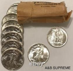 One (1) Walking Liberty Half Dollar From Obw Roll Choice-gem Bu Unc 90% Silver