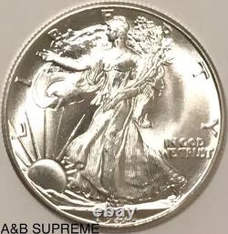 One (1) Walking Liberty Half Dollar From Obw Roll Choice-gem Bu Unc 90% Silver