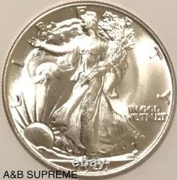 One (1) Walking Liberty Half Dollar From Obw Roll Choice-gem Bu Unc 90% Silver