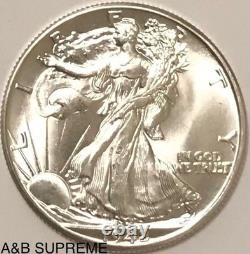 One (1) Walking Liberty Half Dollar From Obw Roll Choice-gem Bu Unc 90% Silver