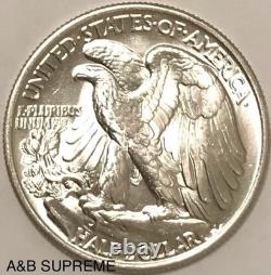One (1) Walking Liberty Half Dollar From Obw Roll Choice-gem Bu Unc 90% Silver