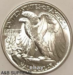 One (1) Walking Liberty Half Dollar From Obw Roll Choice-gem Bu Unc 90% Silver