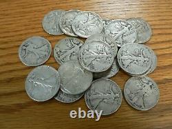 One Roll-20 Coins Walking Liberty Half Dollars 90% Silver Circulated