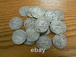One Roll-20 Coins Walking Liberty Half Dollars 90% Silver Circulated