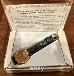 Original Walking Liberty Silver Dollar Coin Watch #0168 withOriginal Paperwork/Box