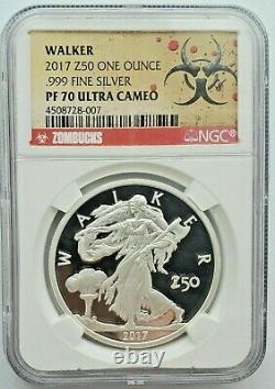 PF 70 Zombucks WALKER 1 oz. 999 silver Proof walking liberty ZOMBIE DEAD NGC