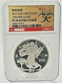 PF 70 Zombucks WALKER 1 oz. 999 silver Proof walking liberty ZOMBIE DEAD NGC