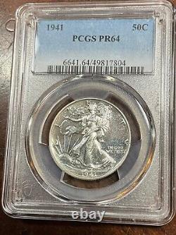 Pcgs Pr64 1941 Walking Liberty Half Dollar Super Bright Nice Mirrors