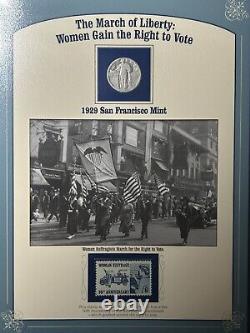 Postal Commemorative Society Silver Walking Liberty Coins / Stamps 9 Coins