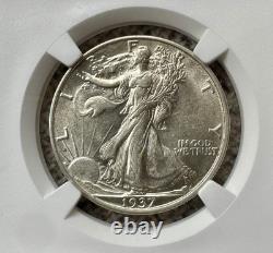 Pre WWII NGC AU-58 Cert? 1937-S Walking Liberty SILVER Half Dollar Almost Unc