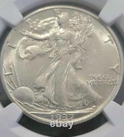 Pre WWII NGC AU-58 Cert? 1937-S Walking Liberty SILVER Half Dollar Almost Unc