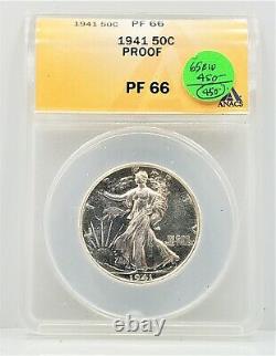 Proof 1941 Walking Liberty Silver Half Dollar 50c ANACS PF 66 C62
