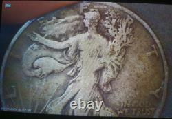 RARE ERRORAW Engraved by hand 1944 D Silver Half Dollar USA Walking Liberty
