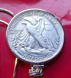 Rare 1917 S Reverse Silver Walking Liberty Pendant 18 Italy. 925 Silver Chain