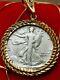 Rare 1917 Silver Walking Liberty Pendant & 20 Gold Filled Sterling Chain W Box