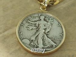 Rare 1933 S Walking Liberty Half dollar Pendant on a 24 18KGF Chain. W box