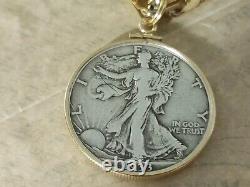 Rare 1933 S Walking Liberty Half dollar Pendant on a 24 18KGF Chain. W box