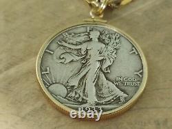 Rare 1933 S Walking Liberty Half dollar Pendant on a 24 18KGF Chain. W box