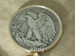 Rare 1933 S Walking Liberty Half dollar Pendant on a 24 18KGF Chain. W box