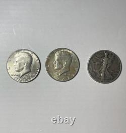 Rare 3 piece walking liberty & Kennedy 1/2 dollar Silver Coins