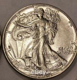 Roll Of (20) Uncirculated Walking Liberty Silver Half Dollars. AU BU Condition
