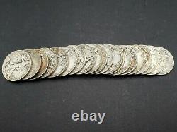 Roll of 20 Circulated 90% Silver Walking Liberty Half Dollars