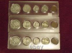 SILVER 1936-P-D-S Mint/Birth Year sets (15 coins) withWalking Liberty halves