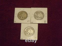 SILVER 1939-P-D-S Silver Walking Liberty Half Dollars (3 coins) F-VF condition