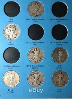 SILVER HALF DOLLAR STANDING WALKING LIBERTY 1916-1936 (21 COIN SET) partial