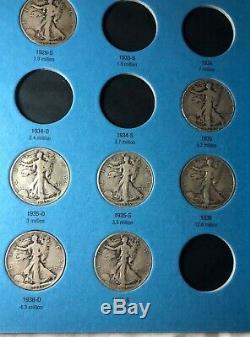 SILVER HALF DOLLAR STANDING WALKING LIBERTY 1916-1936 (21 COIN SET) partial